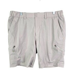 Mens Reel Life Beige Cargo Shorts Fishing Outdoor 10" Inseam Flat Front Size L